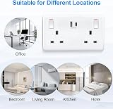 Ricokey Double Plug Socket with USB C 2 USB Ports 13A White 2 Gang view 8