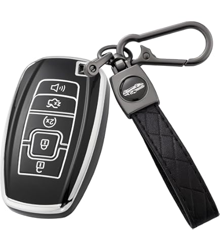 IJDMTOY Funda Protectora Para Llavero De TPU Azul Con Acabado Cromado Compatible Con Ford O Lincoln 4/5 Botones Llave De Acceso Inteligente Sin Llave