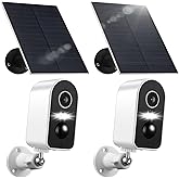 Solar Security Cameras Wireless Outdoor, Battery Powered 2K WiFi Cameras for Home Surveillance, PIR/AI Motion Detection, Waterproof, Color Night Vision, 2-Way Audio, (2 Pack)