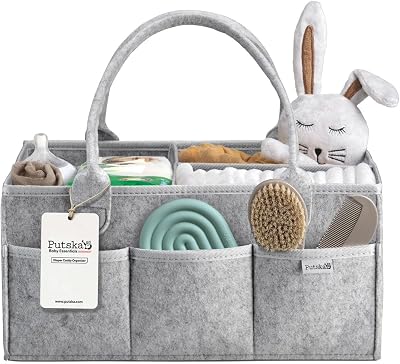 PUTSKA Nursery Storage Basket Baby Nappy Caddy Organizer 38x23x18cm