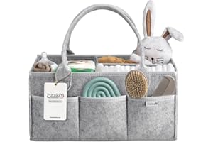 PUTSKA Nursery Storage Basket - Baby Diaper Caddy Organizer for Diaper Station, Newborn Essentials, Baby Shower Gifts and Reg