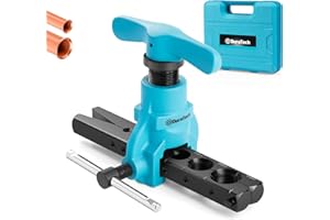 DURATECH Tubing Flaring Tool Kit, 45° Eccentric Cone Flaring Tool with Clutch, 7 Dies for 3/16 ” to 3/4 ” Copper, Aluminum, and Brass Tubing, for HVAC, Refrigerator Repair and Handmade