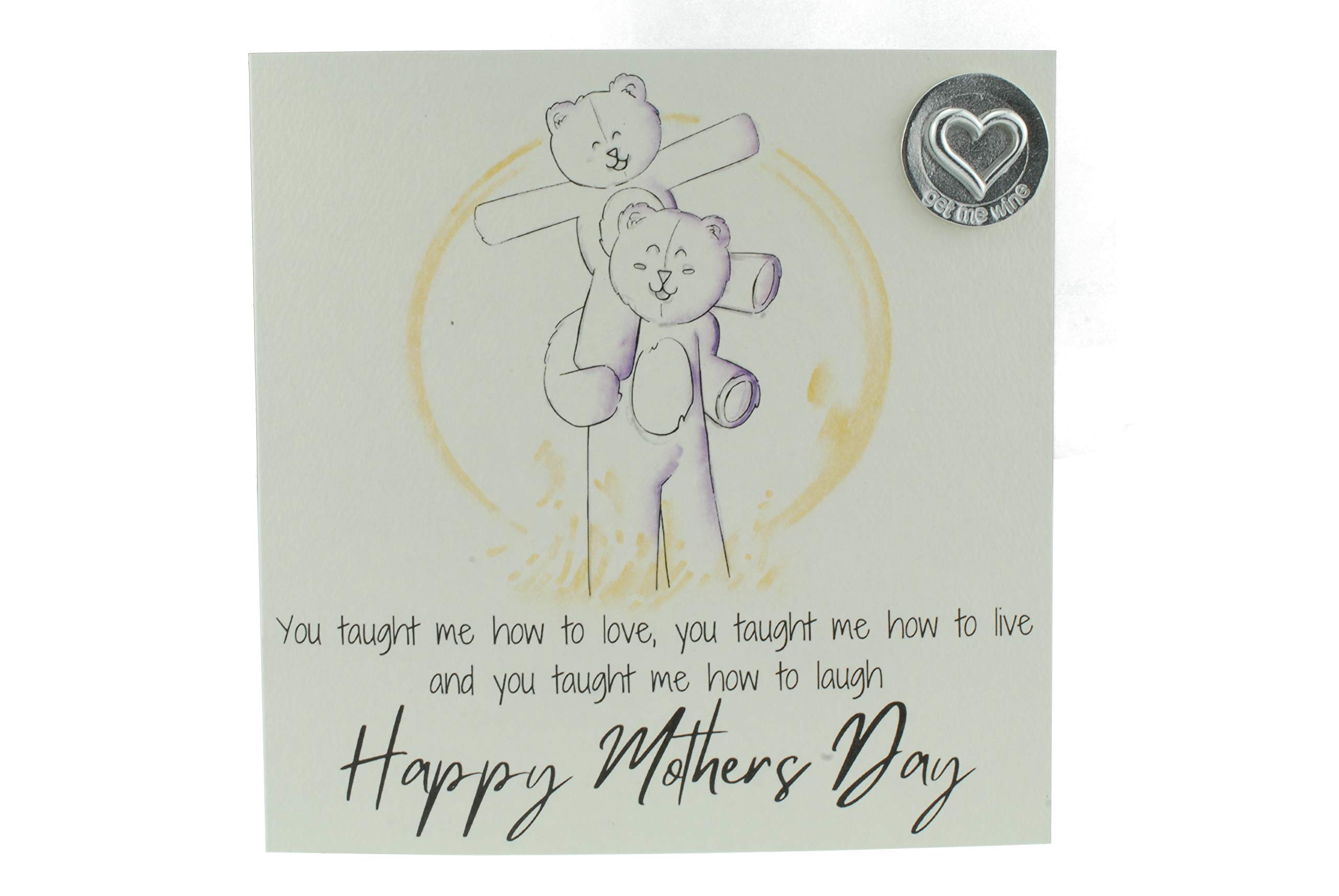 Mothers Day Card with Cute Bear on Shoulders – Comes with ‘Get Me Wine’ Gift Token (gc-mumshouldersgmw)