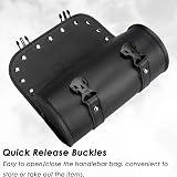wiipara Motorcycle Saddlebag PU Leather Handlebar Tool Bag Round Black-Purple view 2
