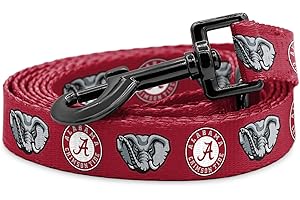 SHOPINSTAPETS Alabama Crimson Tide Custom Handmade Adjustable Nylon Collars and Leashes (6 Ft Leash)