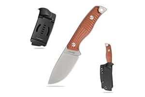 SDOKEDC Fixed Blade Tactical Knife DC53 Steel Micarta Handle Kydex Sheath for Camping Hunting EDC (White+Brown)