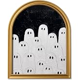 TwoDays Vintage Halloween Gold Arched Framed Ghost Wall Art, 11