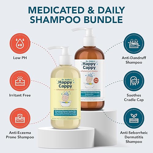 Happy Cappy Daily Medicated Shampoo and Body Wash Bundle Baby