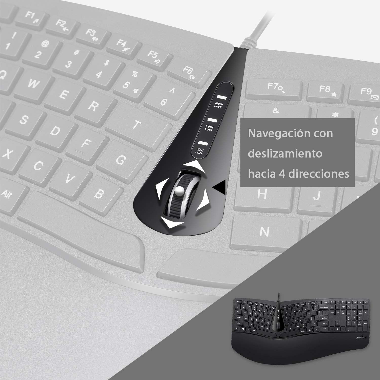 Perixx PERIDUO-505 Ergonomic Keyboard and Mouse Combo with Split Key Layout, Adjustable Wrist Rest, Spanish QWERTY - Image 5
