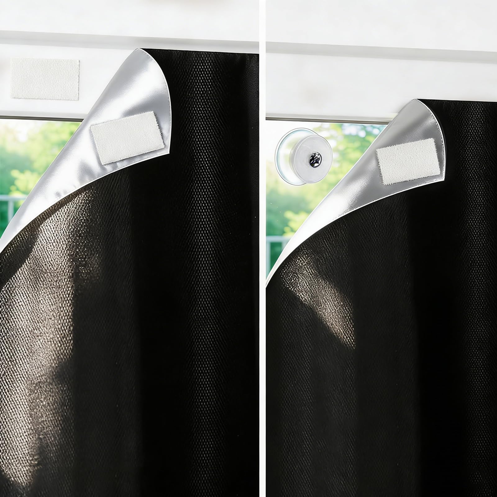 SwartLife 100% Blackout Blind | 240X145CM Blackout Blinds Stick On – Cut to Fit Any Window Size/Shape | Total Blackout with 12 Suction Cups & 20 Hook-Loop Tabs | Ideal for Bedroom, Nursery, Travel