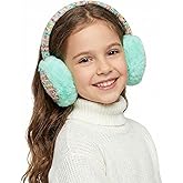 FYBW Ear Muffs Gloves Set for Kids, Winter Adjustable Sequins Warm Earmuffs for Kids Outdoor Cold Weather