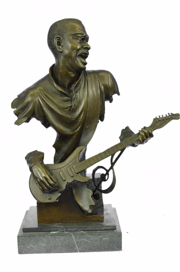 Handmade European Bronze Sculpture Art Deco Large Black American Music