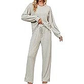 Blooming Jelly Womens Lounge Set Cute Long Sleeve Pajama Sets Casual 2 Piece Pj Outfit Fall Sleepwear Pockets