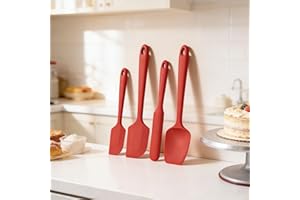 4pcs Food-Grade Silicone Spatula Set, Heat Resistant Nonstick Cookware, Kitchen Utensil Set for Daily Kitchen Use - Red