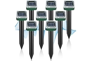 YOOYHHOME Mole Repellent Solar Powered, Ultrasonic Repeller 8-Pack, Waterproof Sonic Spikes Gopher Vole Groundhog Snake Chipmunk Mole Deterrent Get Rid of Moles in Your Yard