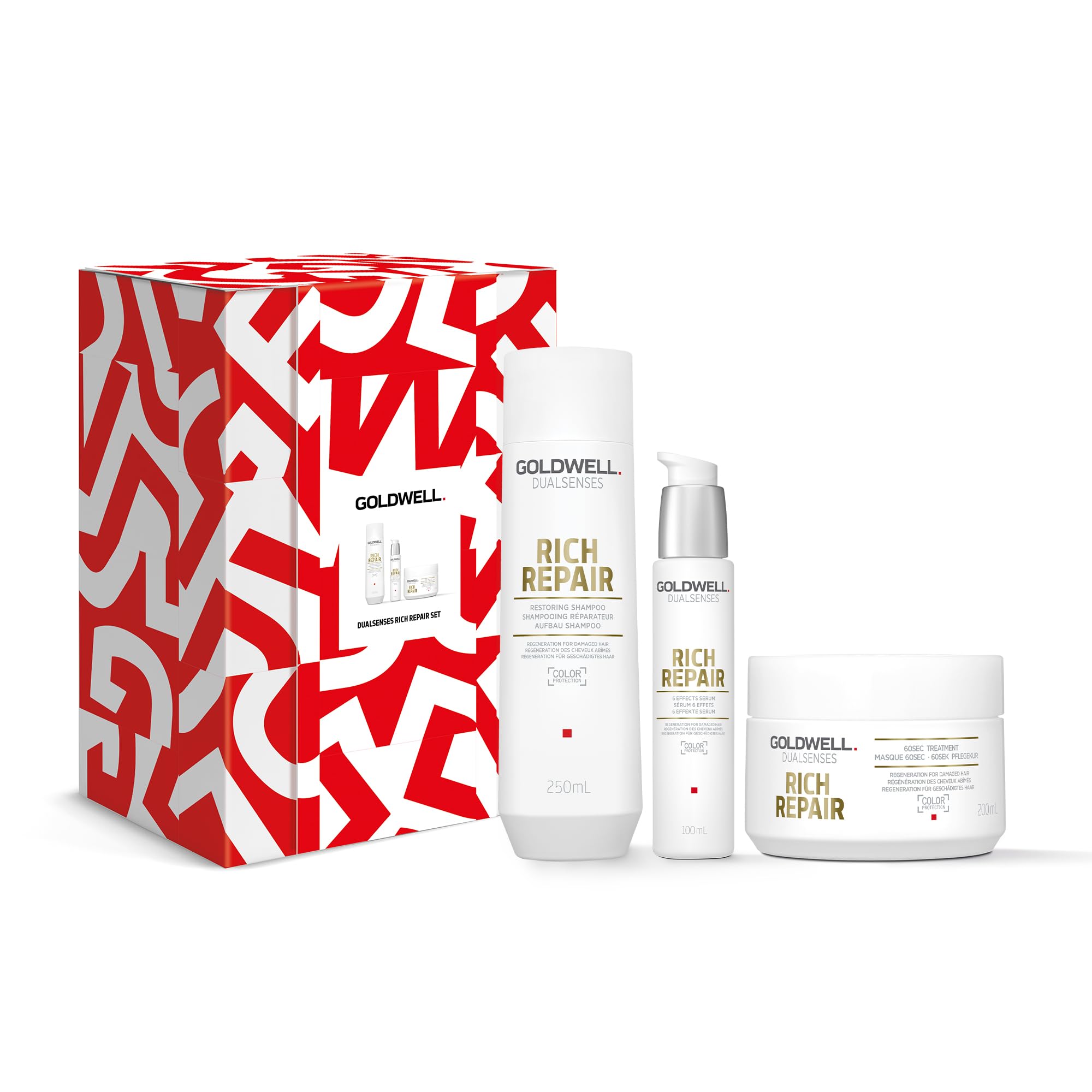 Goldwell Dualsenses Rich Repair Gift Set With Shampoo 250ml, Rich Repair 60sec Treatment 200ml & Rich Repair 6 effects Serum 100ml (worth £53.15)