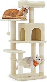 Feandrea Jelly Pink Cat Tree 112 cm Multi-Level with Scratching Posts Perches