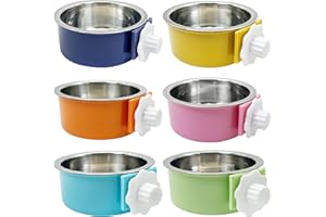 Tfwadmx 6 Pcs Crate Dog Bowl Cat Removable Stainless Steel Food and Water Feeder Hanging Cage Bowls Coop Cup with Cleaning Set for Pet Puppy Bird Rat Guinea Pig Ferret Bunny Rabbit