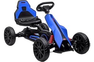 Aosom Kids Pedal Go Kart, Outdoor Ride on Toy with Adjustable Seat, Swing Axle, Handbrake, 4 Non-Slip EVA Wheels for Boys and Girls Aged 3-8 Years Old, Blue