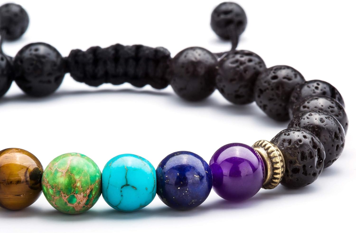 Hamoery Men Women 8mm Lava Rock Beads Chakra Bracelet Braided Rope Natural Stone Yoga Bracelet Bangle(Lava Chakra): Clothing