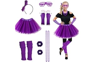 Joizomou Girls 80s Outfit Costume Accessories 7pcs 70s 1980s 90s Costumes