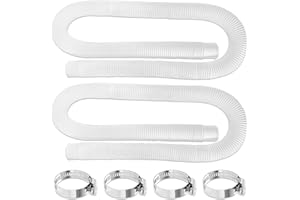 CLSR2U 1.25" x 59" Pool Hoses Compatible with Intex Pool Skimmer Surface Pump Filter, Pump Hoses Tubes for Above Ground Pool Sand Filter, 2 Packs with 4 Hose Clamps