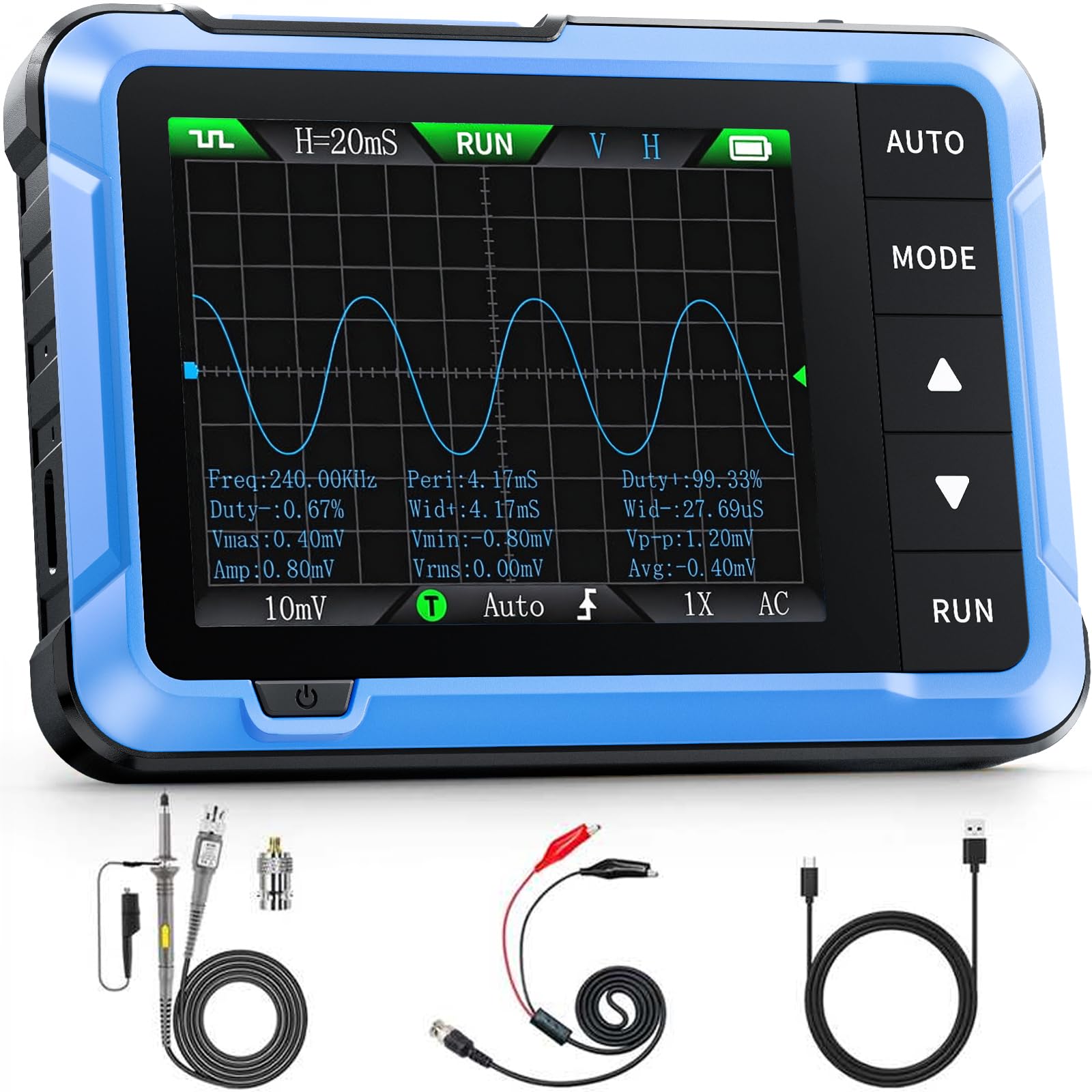 Photo 1 of FNIRSI DSO-510 Handheld Oscilloscope/DDS Signal Generator 2 in 1, Digital Portable Automotive Oscilloscope 2.8 inch TFT, 10MHz Bandwidth, 48MS/s Sampling Rate, Trigger Function Auto/Nomal/Single
