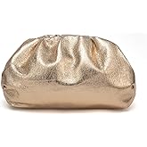 PHILOMENA Dressy Vegan Leather Clutch Purse for Women, Soft Pleated PU Evening Bag Dumpling Pouch for Weddings Proms
