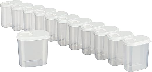MiraHome Gewürzdosen Schüttdosen Streudosen Vorratsdosen 0,30l 12er Set Weiß Austrian Quality