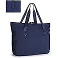 BAGSMART Tote Bag for Women, Foldable Tote Bag With Zipper Travel Large Shoulder Bag Handbag for Work-16.5''l X 6''wx 14''h