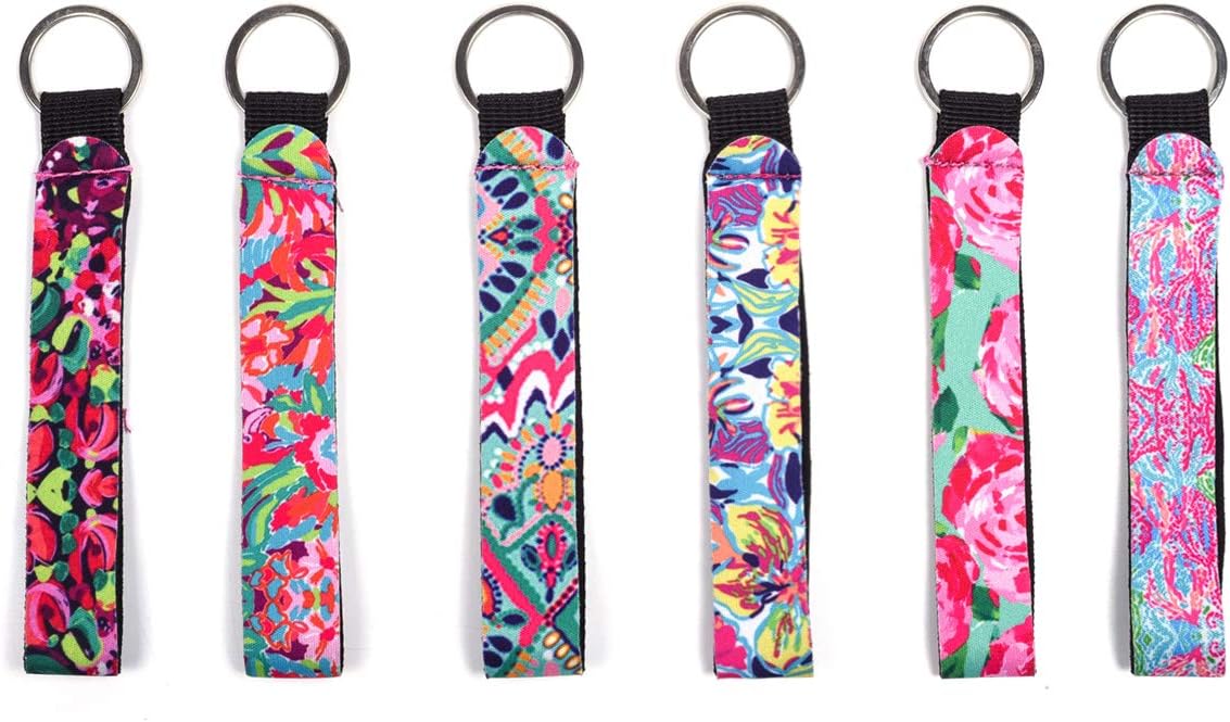 koboome 6 Pack Neoprene Wristlet Keychain, Hand Wrist Lanyard Keychain for Girls/Women