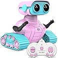 ALLCELE Robot Toys, Rechargeable RC Robots for Kids Boys, Remote Control Toy with Music and LED Eyes, Ideal Gift for Children-Pink Blue