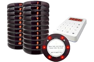 SMARTTAIL Pagers for Restaurants 20 Coaster Beeper, Restaurant Pager System Long Range, Customer Queue Pagers Set with Vibration, Flashing and Buzzer, Beepers for Food Truck, Church, Nursery