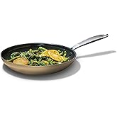 OXO Enhanced 10” Nonstick Frying Pan Skillet, Ceramic PFAS-Free Cookware, Stainless Steel Handle, Eggs & Omelets, Dishwasher & Oven Safe, Biscuit Brown