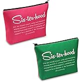 POFULL Pink and Green Sorority Graduation Bag - Greek Paraphernalia Cosmetic Bag Sisterhood Gift (Pink and green bag)