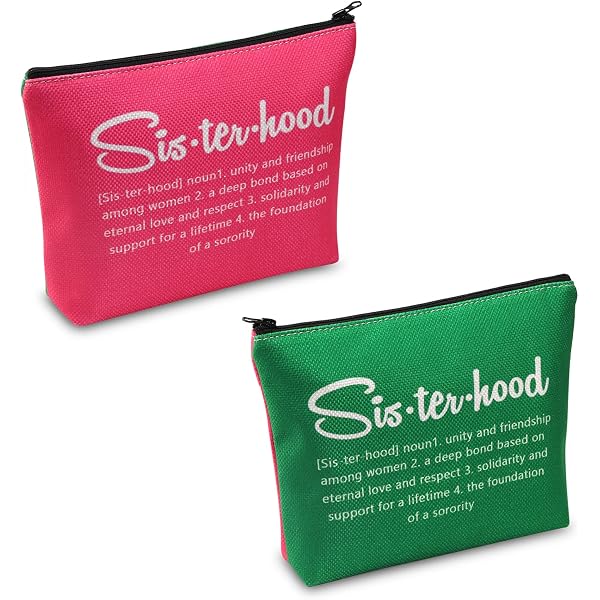 Sorority Kosmetiktasche – Pink & Grün, 23,5x17 Cm, Mit Spruch