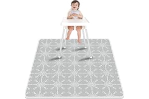 Paw Legend Washable Highchair Splat Floor Mat- Anti-Slip Silicone Spot Splash Mess Mat(53'' X 53'')-Food Catcher Art Craft Leak Proof Mat,Rudder