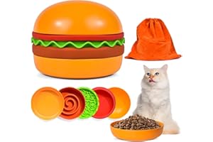 MoeSoce Elevated 5-in-1 Cat Bowls Set: Slow Feeder Bowl, Lick Mat, Raised Food & Water Bowl for Cats & Puppy Small Dogs | Non-Slip Silicone Bowls with Storage Bag for Daily Feeding, Travel