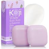 Koji White Kojic Acid &amp; Hyaluronic Acid Skin Brightening Soap for Hydrating, Face Moisturizer, Skin Radiant, Cleansing Bar, Reduces the Appearance of Wrinkles with Vitamin E, Vegan, 2.82 Oz (2 Bars)