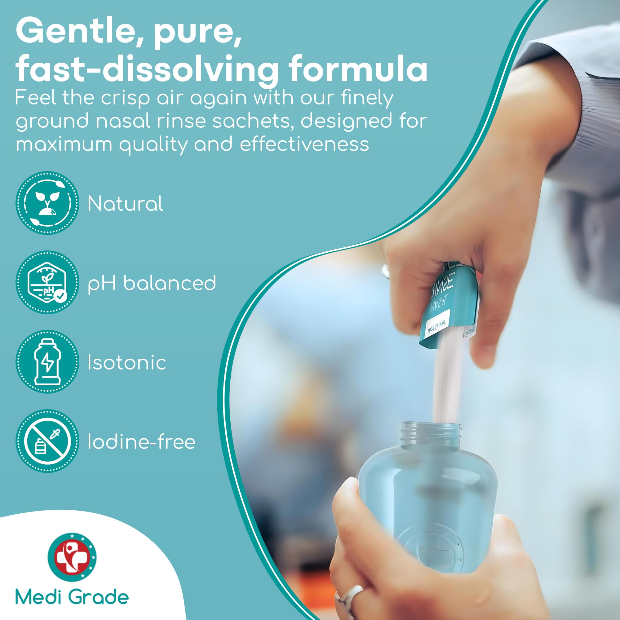 Medi Grade Sinus Rinse Packets – Nasal Rinse Essentials Kit of 130 x Salt Packets and Convenient Storage Bag - Enjoy Effortless Nasal Irrigation at Home or On The Go with Our Neti Pot Salt Packets