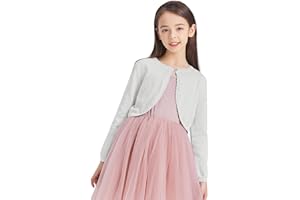 CUNYI Girls Sparkle Bolero Cardigans Long Sleeve Cropped Cardigan Shrug for Dresses Lightweight Knit Sweater Elegant