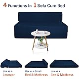 Aart Store Two Seater Sofa Cum Bed 4 x 6 Feet Blue Color