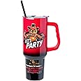 Silver Buffalo Five Nights at Freddy's Freddy Fazbear Let's Party Ombre Stainless Steel Tumbler with Handle and Straw, Fits in Standard Cup Holder, 40 Ounces