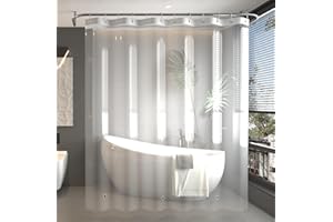 Poposa Shower Curtain Liner Clear- Premium PEVA Waterproof Shower Curtain with Rust-Proof Grommets, Standard Size Bathroom Sh