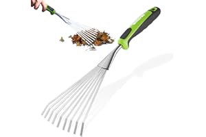 WORKPRO 16" Hand Rake, Heavy Duty Stainless Steel Garden Rake with Soft Handle, Small Garden Hand Tool for Gardening, Cultivating, Loosening Soil & Spreading Mulch, Flower Beds