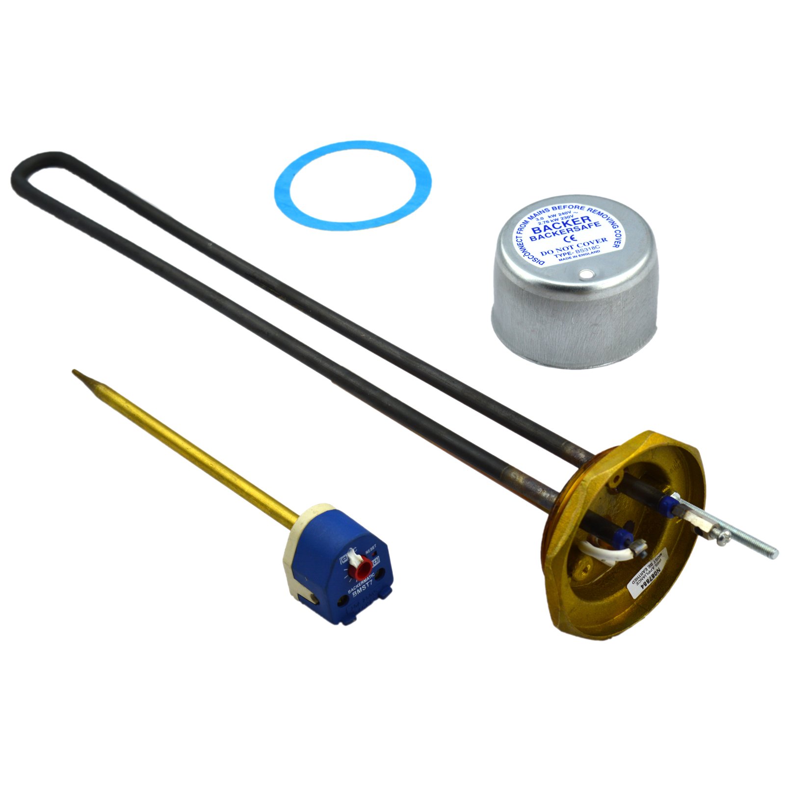 Backer Anti Corrosive Backerloy 18" Immersion Heater Element Fitted With BMST Thermostat with