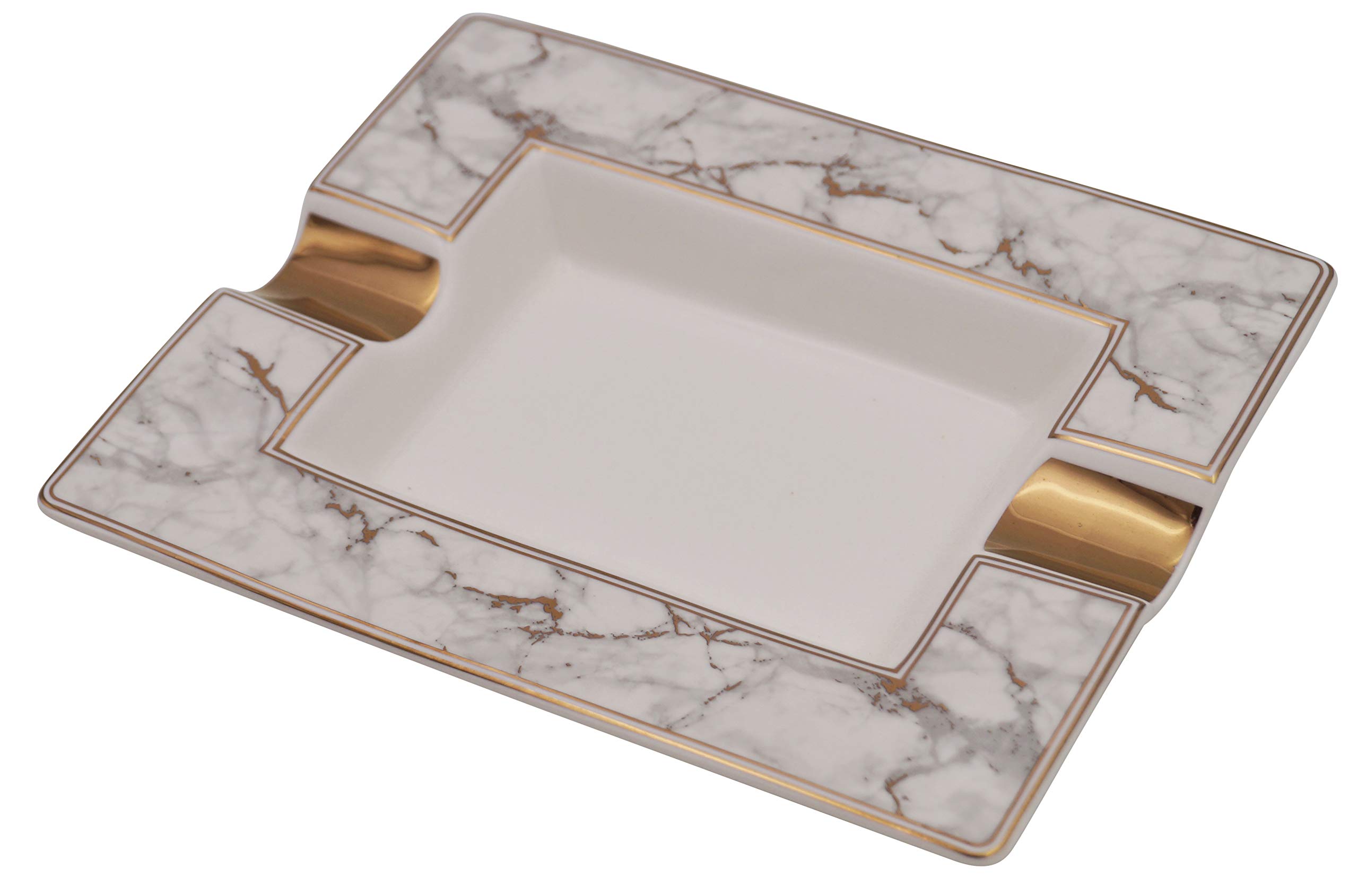 Germanus cigar ashtray made of real porcelain - marble bianco