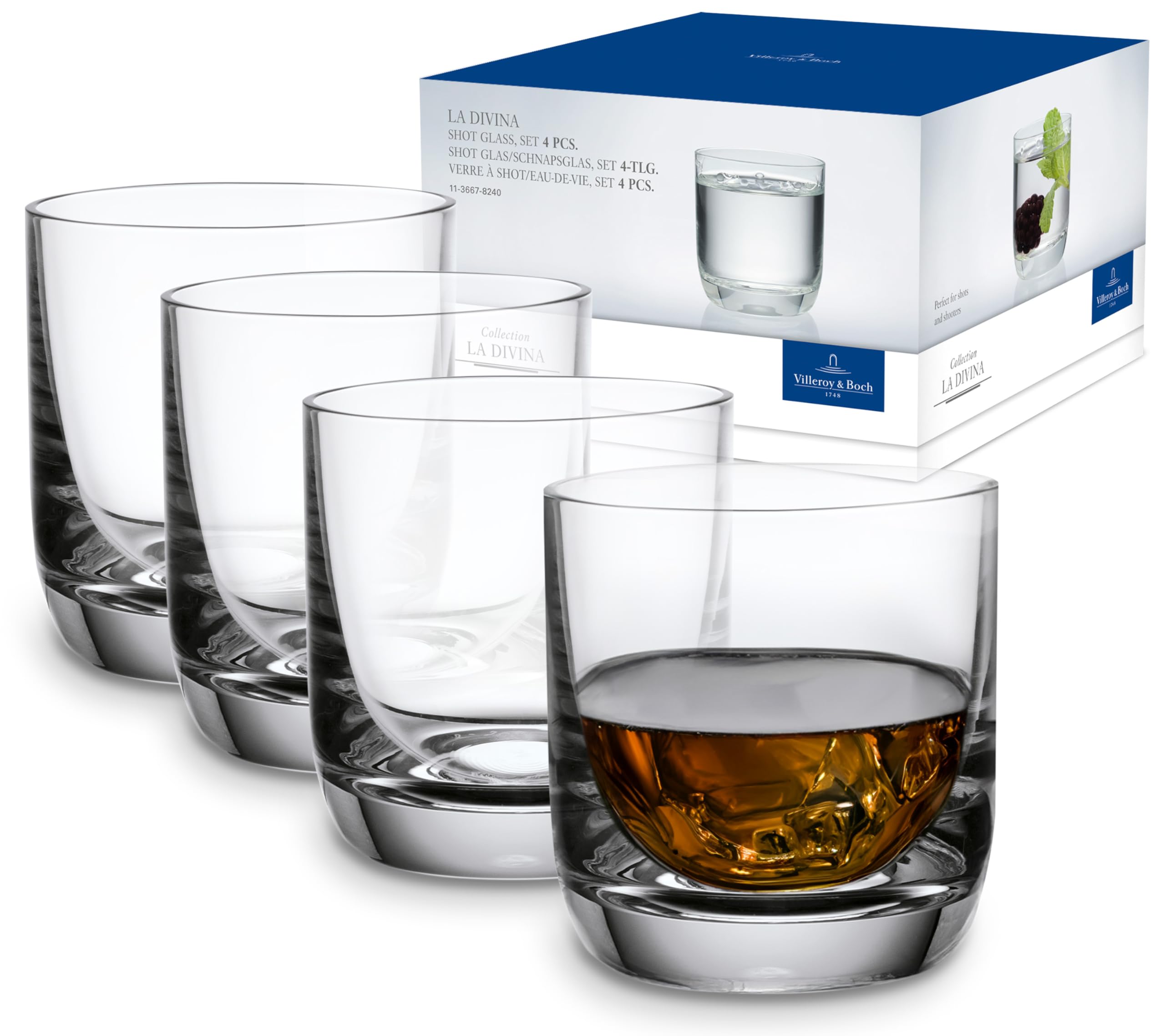 Villeroy & Boch La Divina Shot Glass, Shot Glass Set of 4, Stable, Dishwasher-Safe, 53 m, Transparent