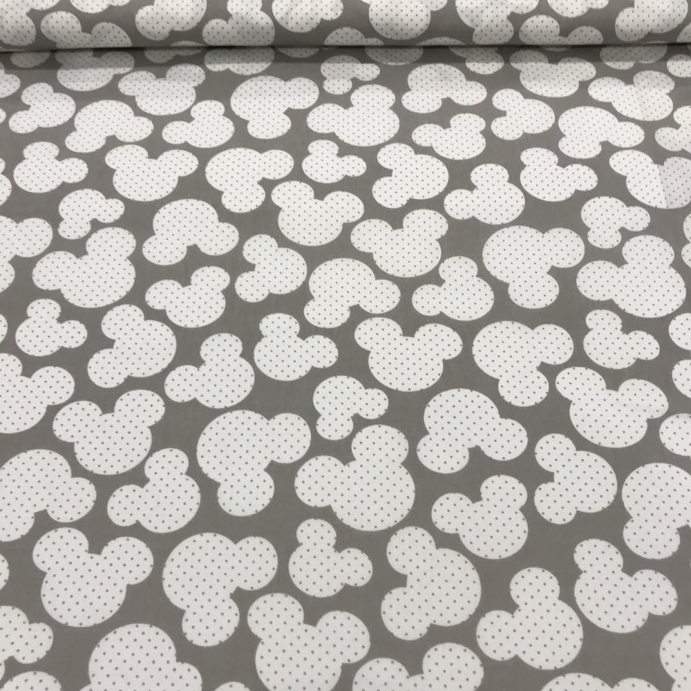 Premium 100% Cotton Fabric, fashionable patterns, width 160cm (63") per 0,5 meter – Mickey Mouse with grey dots