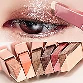Ylapagne 6 Color Eyeshadow Stick Set, Portable Two Tone Eyeshadow Gradient Stick Glitter Gradient Eye shadow Waterproof Eye shadow Pen for Eye Make Up Tool (3 PCS) (BROWN)